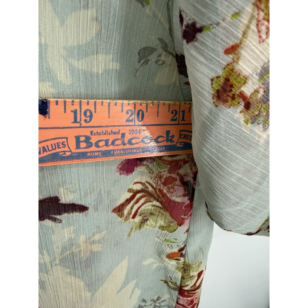 Sheer Floral Kimono Robe Long Duster Open Front Festival Sage Pink Whimsygoth S - Picture 8 of 8